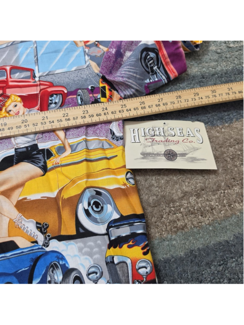 High Seas Trading Co Shirt Mens L Hot Rod Pin Up USA Made Rockabilly - Picture 7 of 8